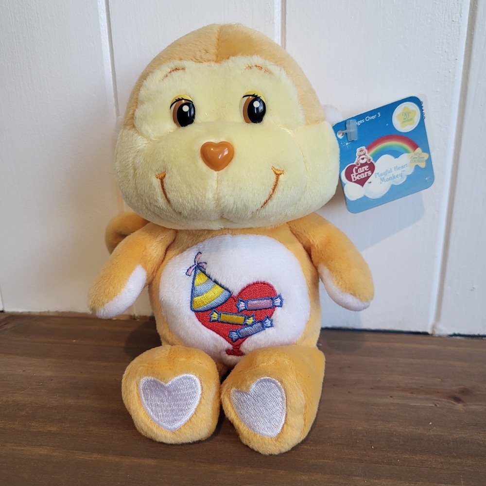 NWT Care Bear Cousins Playful Heart Monkey 8" Plush 20th Anniversary 2002‎